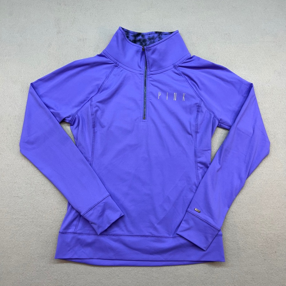 Victorias Secret PINK Quarter Zip Pullover Purple Tie Dye Collar Small